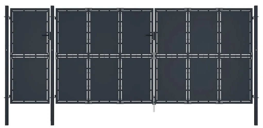 vidaXL Záhradná brána antracitová 5x2,25 m kovová