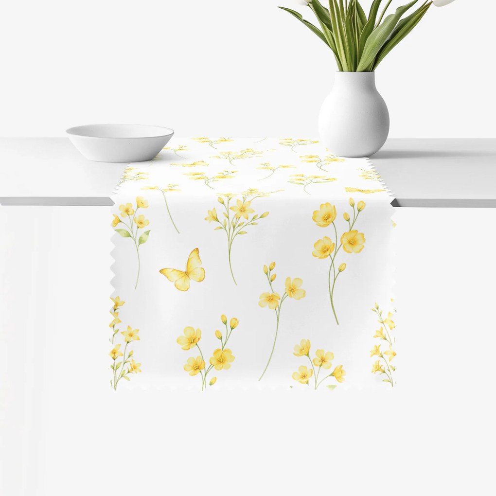 Goldea behúň na stôl teflónový - žltá lúka 50x140 cm