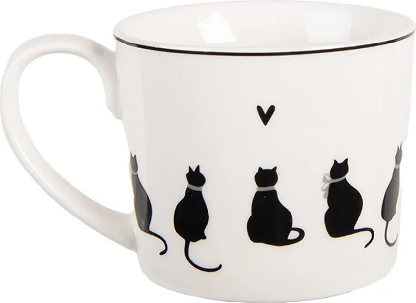 Biely hrnček s mačkami a srdiečkom Dog&Cat - 12*8*7 cm / 275 ml