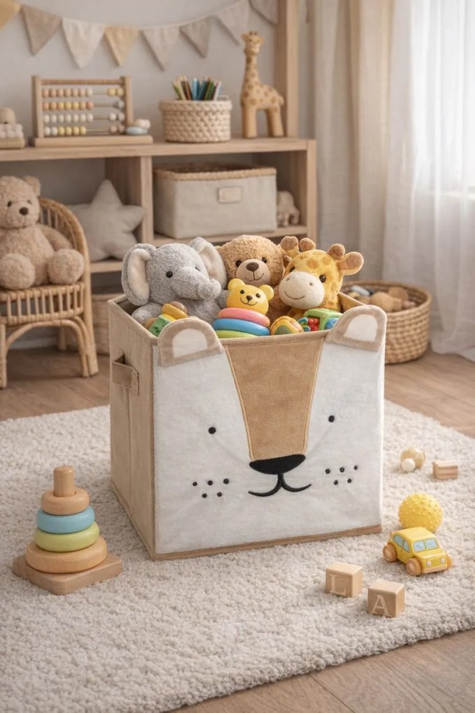 Úložný box Lion, 29x29x29 cm, hnedá