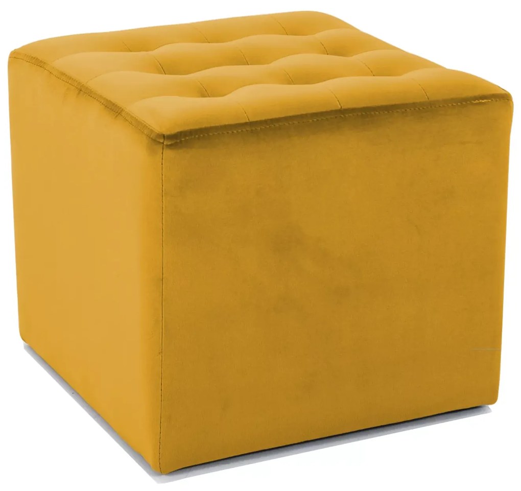 Horčicový taburet LORI VELVET