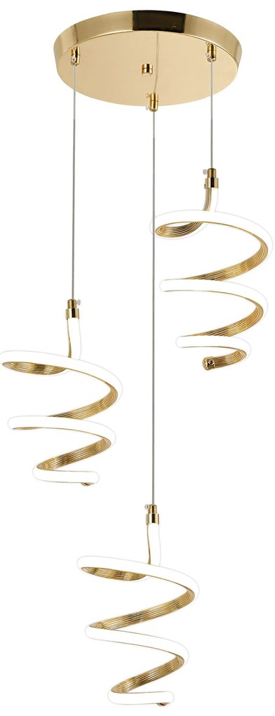 Toolight Toolight, LED závesné svietidlo 3x20W, 4000K, 4000lm, G075-3CPR, zlatá, OSW-08661