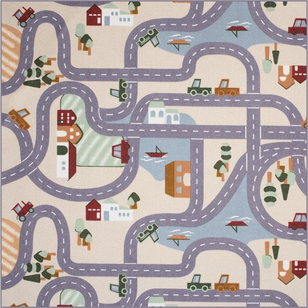 Vopi, Detský kusový koberec Scanroad 39 štvorec, 300x300, viacfarebná, detská izba