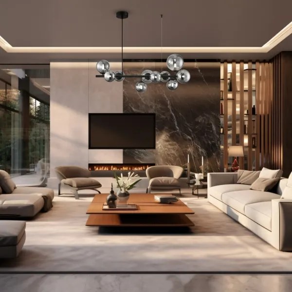 Luster na lanku MILA 10xG9/9W/230V čierna/šedá