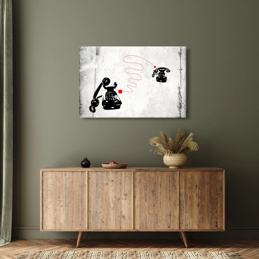 Obraz - Kresba telefónu na štýl Banksyho (90x60 cm)
