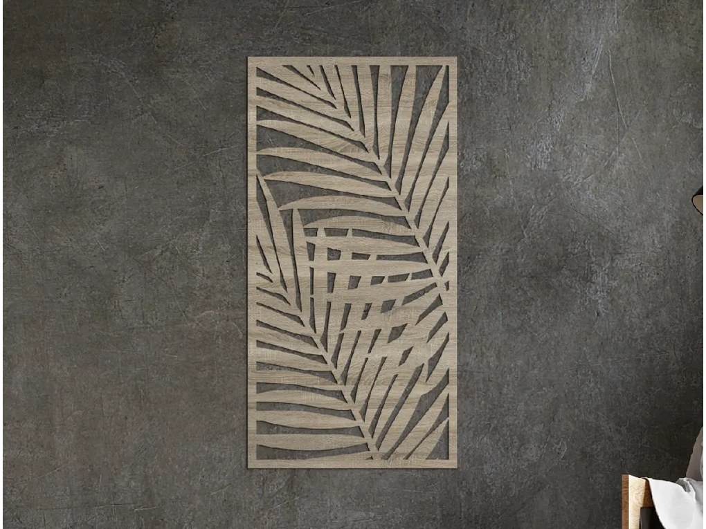 drevko 3D obraz na stenu Palmové listy Rozmer obrazu: 44,5 x 22,5 cm, Farba dekorácie: Čierna