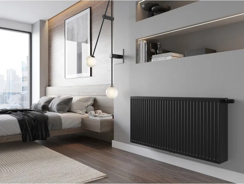 Mexen CC33, panelový radiátor 600 x 1400 mm, spodné stredové pripojenie, 3268 W, čierna, W6C33-060-140-70