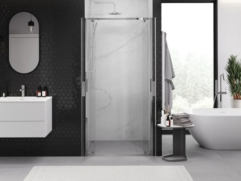 Mexen Exo, dvojité krídlové sprchové dvere 80x200 cm, 6mm číre sklo, chrómový profil, 8182-080-000-01-00