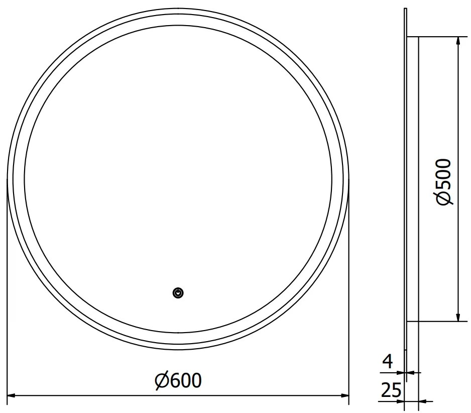 Mexen Gobi, LED okrúhle kúpeľňové zrkadlo s podsvietením 60 cm, 6000K, ochrana proti zahmlievaniu, 9801-060-060-611-00