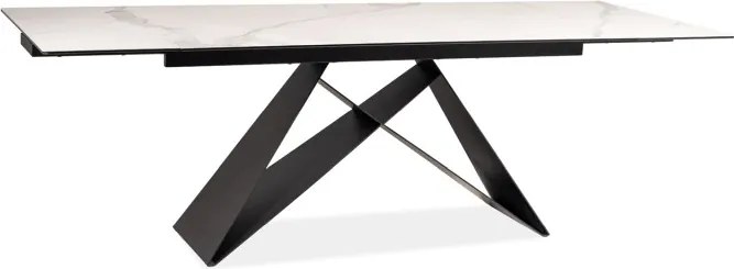Jedálenský rozkladací stôl Westin 180/260 cm keramika čierny/biely mramor