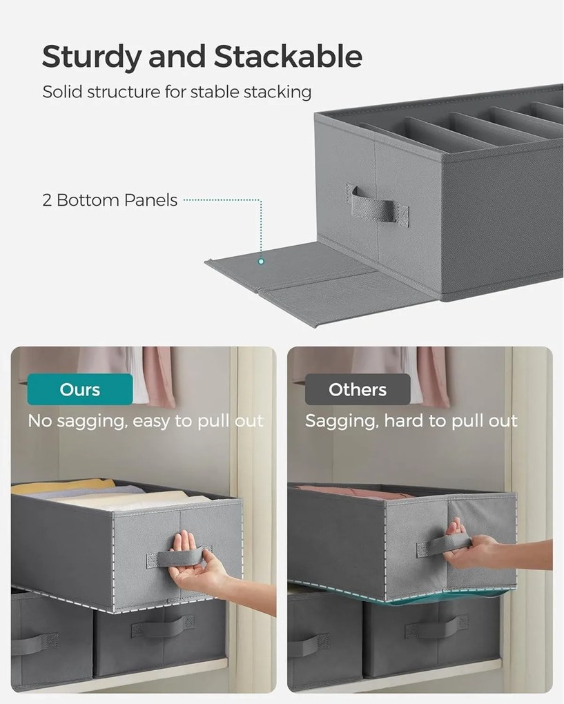 Skladací organizér, súprava 4 ks boxov, sivé