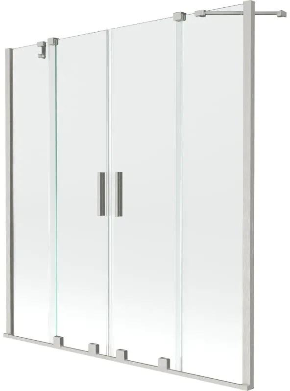 Mexen Velar Duo, posuvná 2-krídlová vaňová zástena 140x150 cm, 8mm číre sklo, brúsený nikel, 896-140-000-02-97