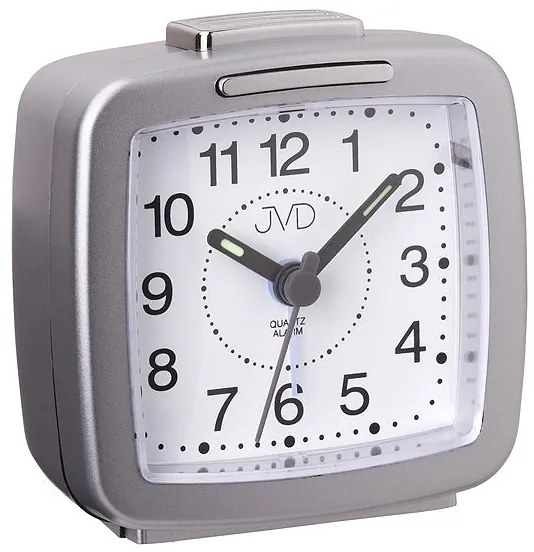 Analógový cestovný budík JVD SR952.5, strieborný, 7 cm