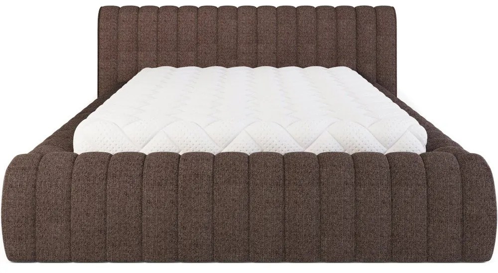 Hnedá čalúnená dvojlôžková posteľ s úložným priestorom s roštom 160x200 cm Carilla – ELTAP