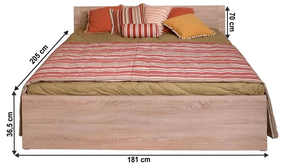 Posteľ typ 20, 160x200, dub sonoma, GRAND
