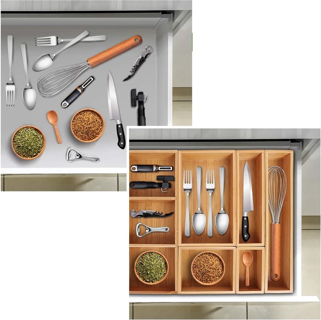 Zeller Present 2. akosť - Organizér do zásuvky kuchyne aj kúpeľne, príborník BAMBOOZ (23,5x7,5x5)