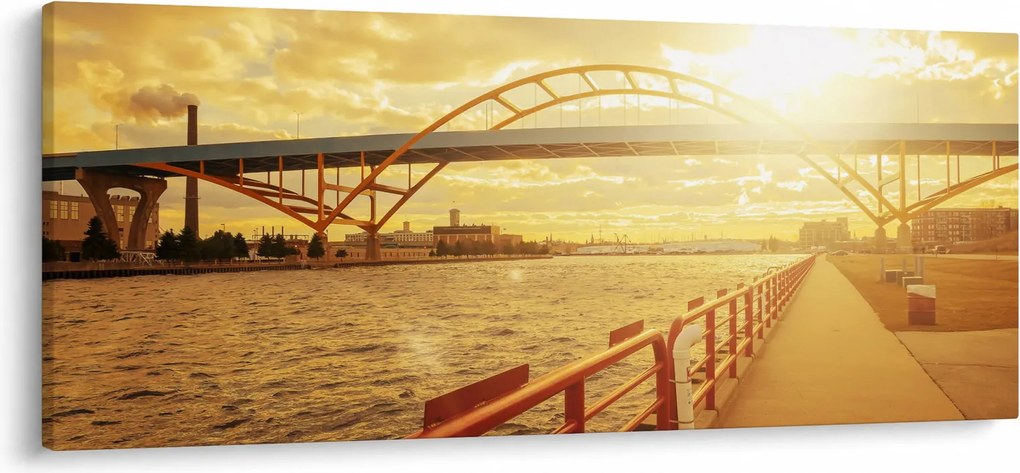 Obraz mosta pri západe slnka (120x50 cm)