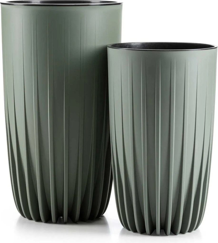Květináč STRIPPED ECO III 25 cm šedo-zelený