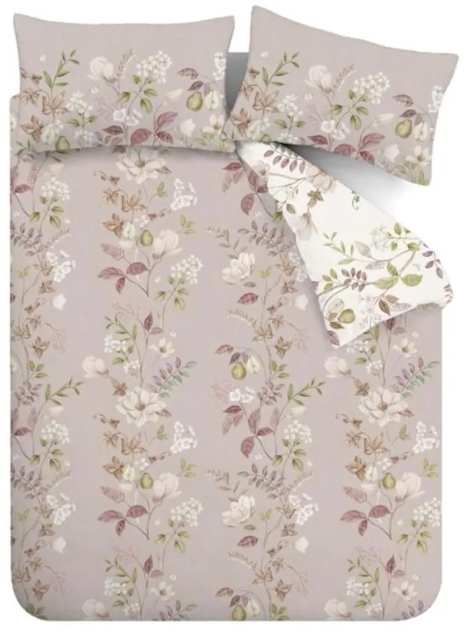 Ružové bavlnené obliečky na jednolôžko 135x200 cm Francesca Floral – Bianca