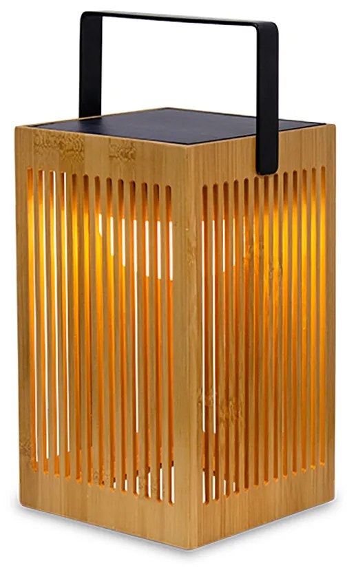 Bambusová stolová lampa s integrovaným stmievateľným LED, IP54, solárne nabíjateľná s diaľkovým ovládaním - Okinawa