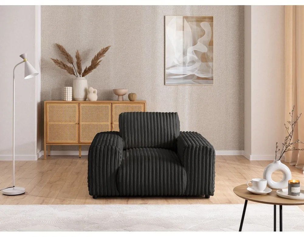 Tmavosivé menčestrové kreslo Justin – Ropez