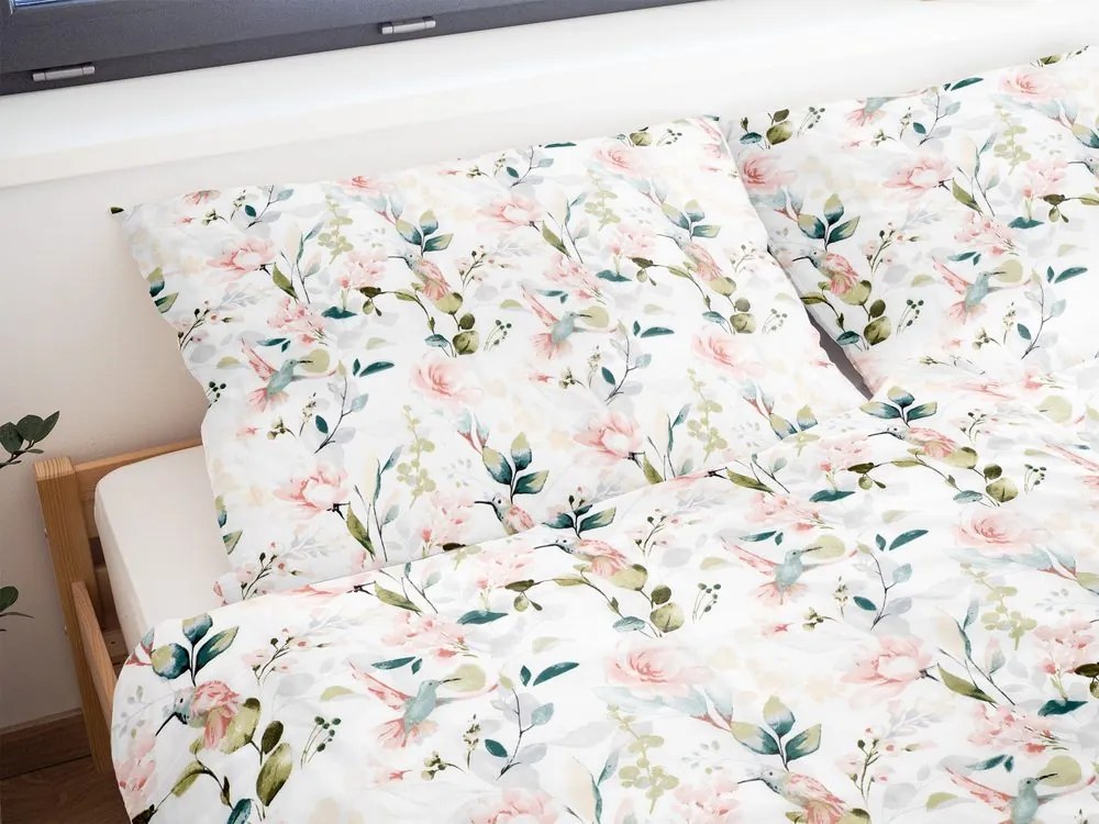 Polášek Bavlnené obliečky RUŽOVÉ KVETY - 140 x 200 cm / 70 x 90 cm