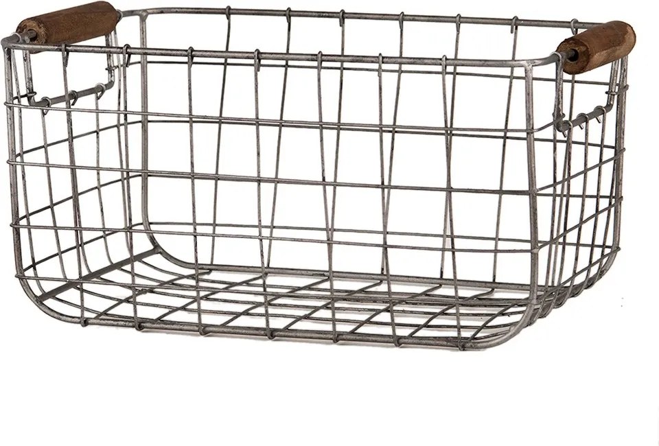 2ks šedý drôtený košík s uchami - 37*23*18 / 31*20*16 cm