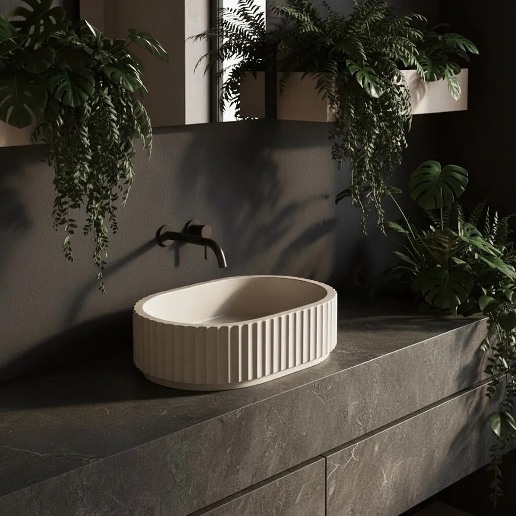 Rea Margaret, umývadlo na dosku 490x355x125 mm, béžová-sivá, REA-U7343