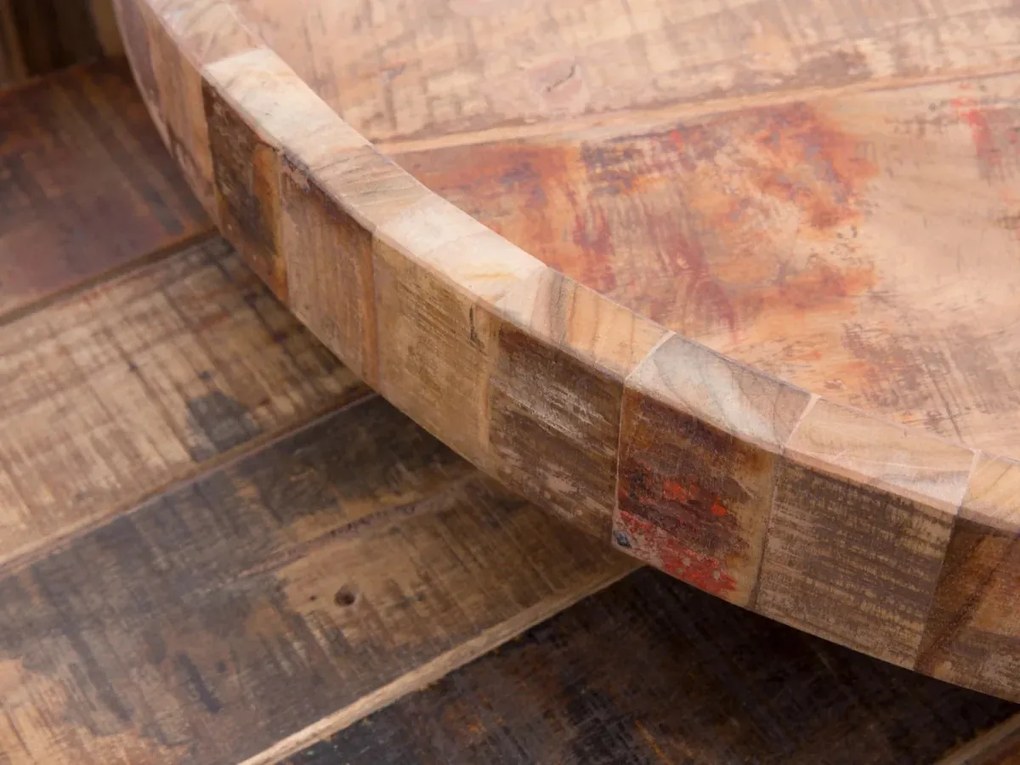 furniture-nabytek.cz - Sada 2 masívnych konferenčných stolíkov Corby z recyklovaného tvrdého dreva, hnedá, okrúhla