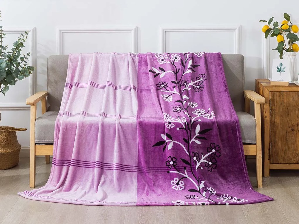 XPOSE® Mikroplyšová deka ADINA - fialová 140x200 cm