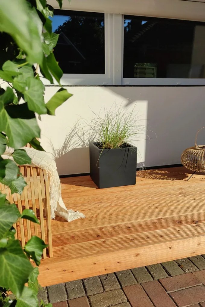 Kvetináč BLOCK, sklolaminát, 40x40x40 cm, antracit