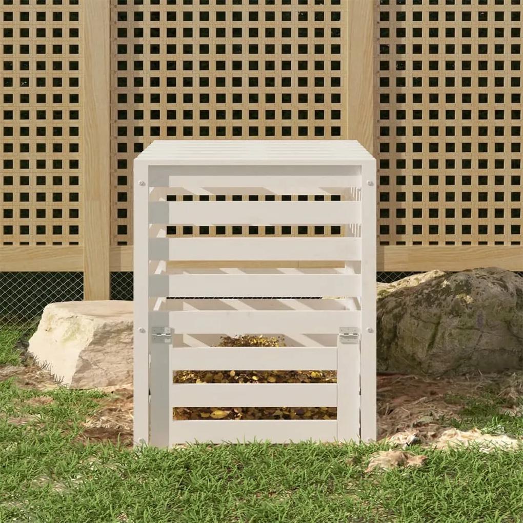 Kompostér biely 63,5x63,5x77,5 cm masívne borovicové drevo 823809
