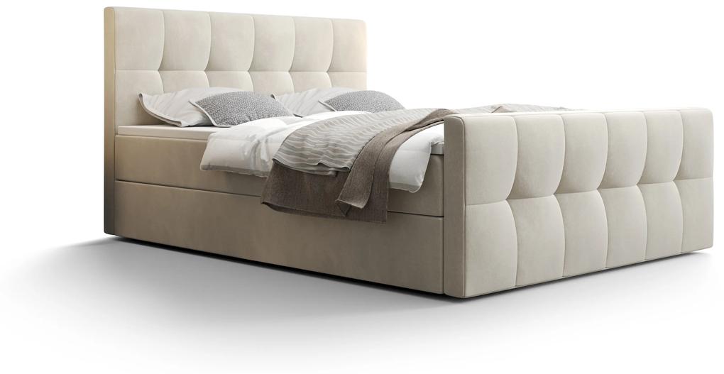 Manželská posteľ Boxspring 160 cm Macheta (béžová) (s matracom a úložným priestorom). Vlastná spoľahlivá doprava až k Vám domov. 1046726