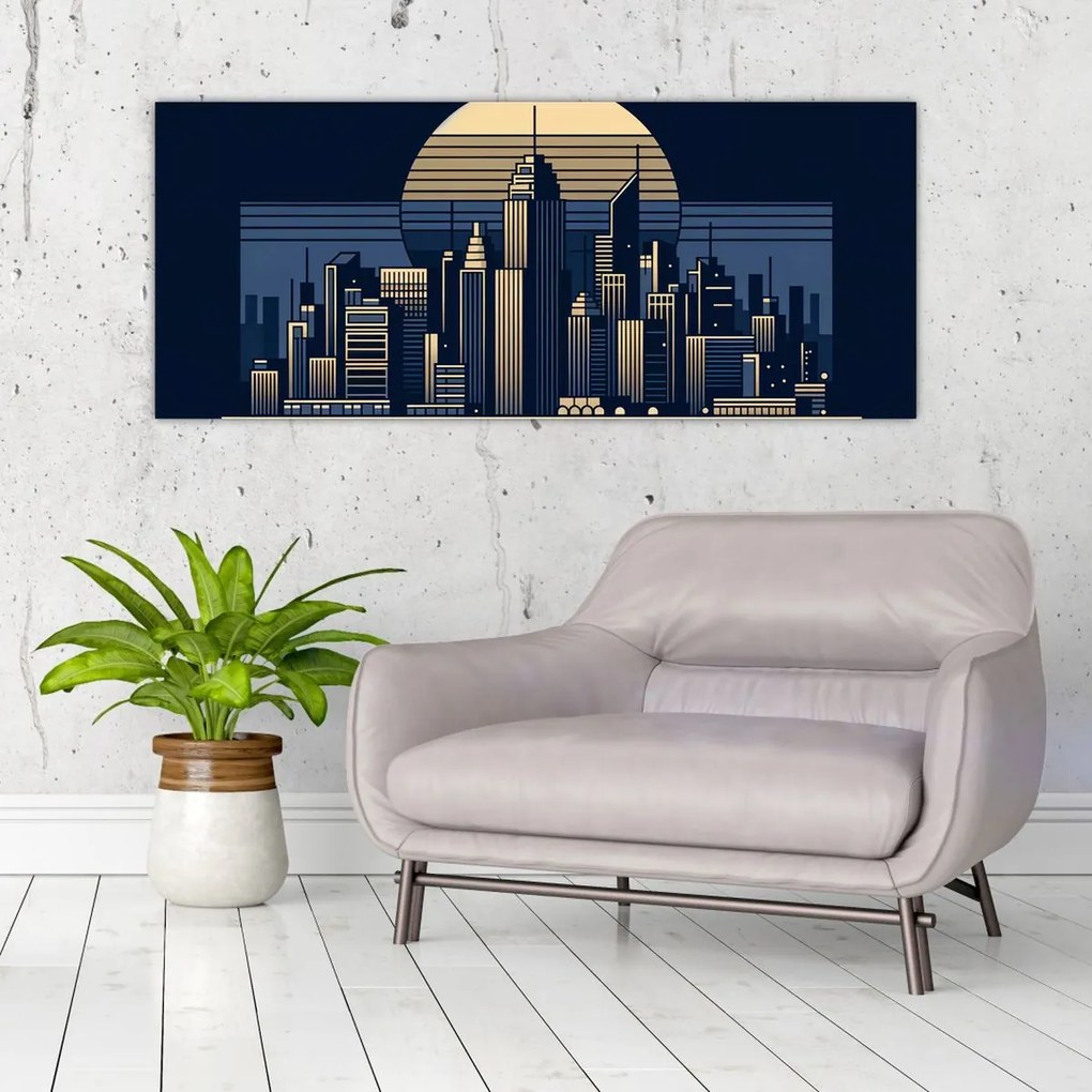 Obraz – Geometrické mesto (120x50 cm)