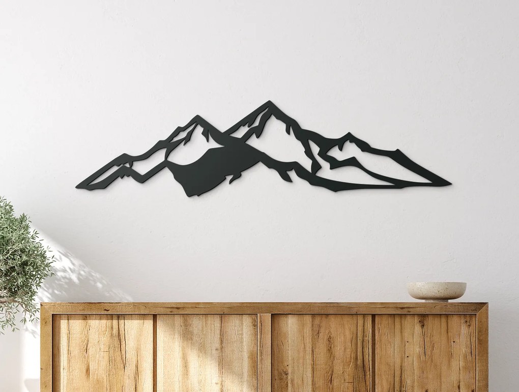 drevko Vyrezávaný obraz minimalistické Vrchy Rozmer obrazu: 16,5 x 65 cm, Farba dekorácie: Čierna