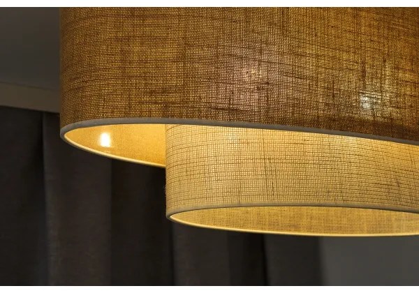 Duolla - Prisadený luster DOUBLE OVAL YUTE 2xE27/15W/230V hnedá/krémová