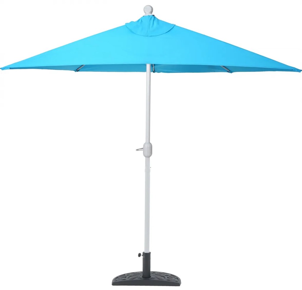 Slnečník polkruh Parla - polyester/hliník - 270cm tyrkysová so stojanom