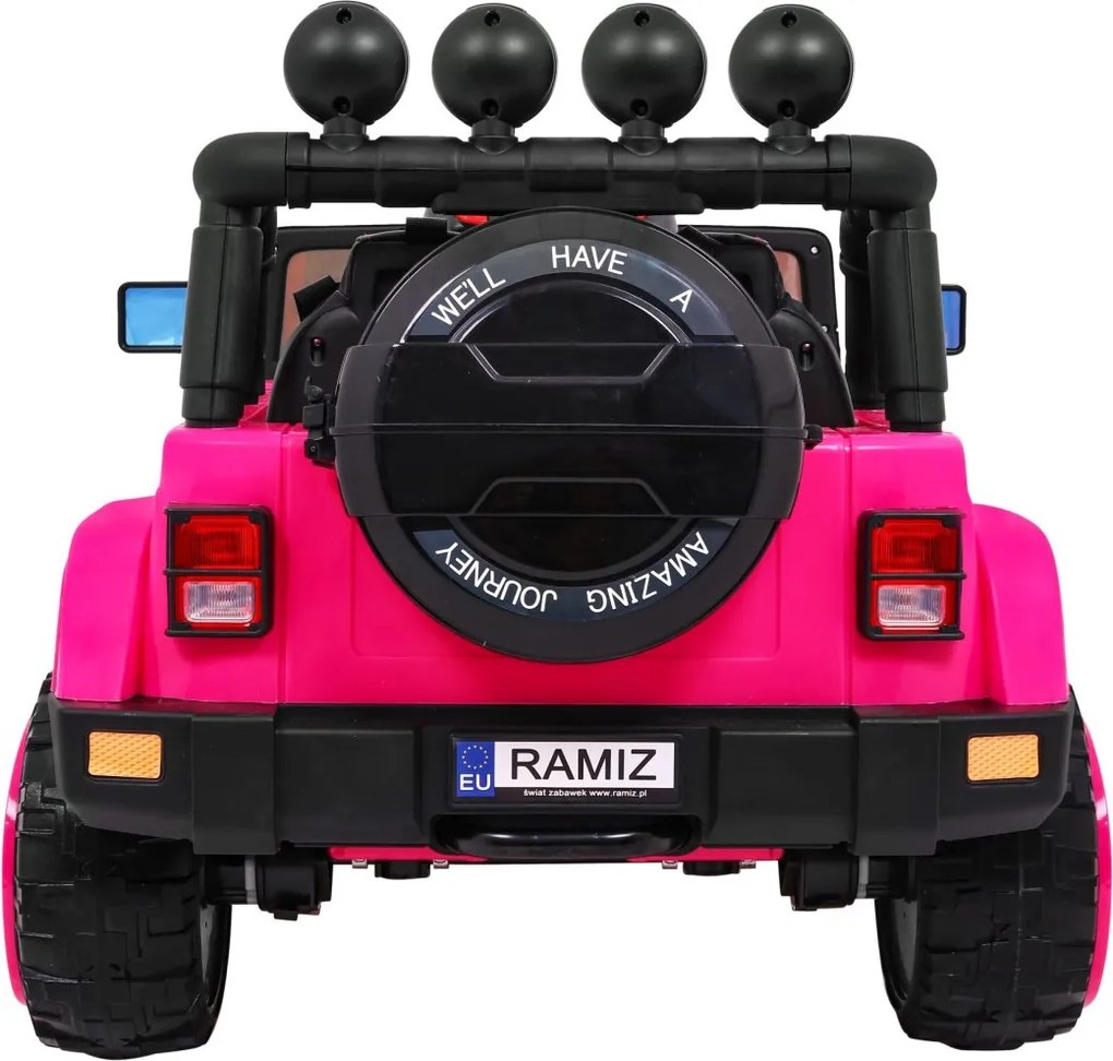 Ramiz Terénne auto Full Time 4WD pre deti Ružové + pohon 4x4 + diaľkové ovládanie + LED audio + úložný priestor
