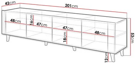 TV skrinka/stolík Ezzo (čierna + dub craft). Vlastná spoľahlivá doprava až k Vám domov. 1122146