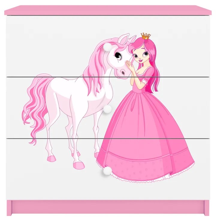 Komoda Babydreams 80 cm princezná a poník ružová