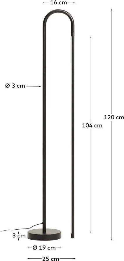 Čierna LED stojacia lampa (výška 120 cm) Bow – Kave Home