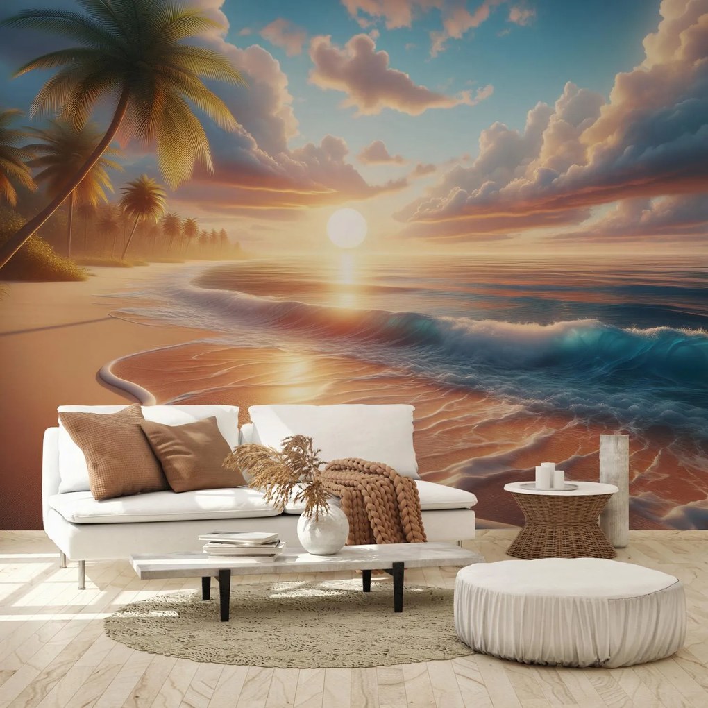 Fototapeta - Západ slnka na pláži (147x102 cm)