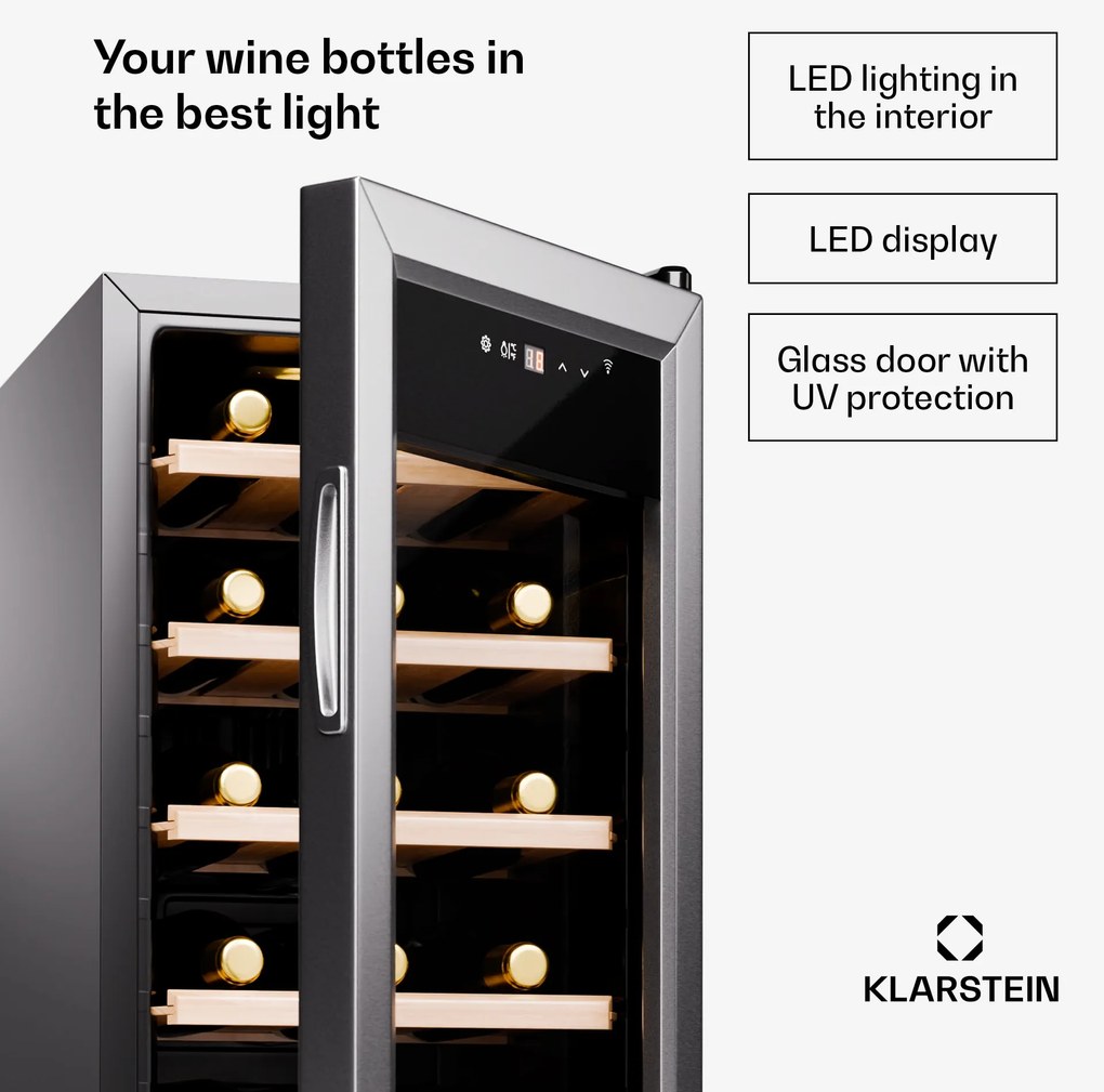Klarstein Shiraz Premium Smart 18, Chladnička na víno na 18 fliaš