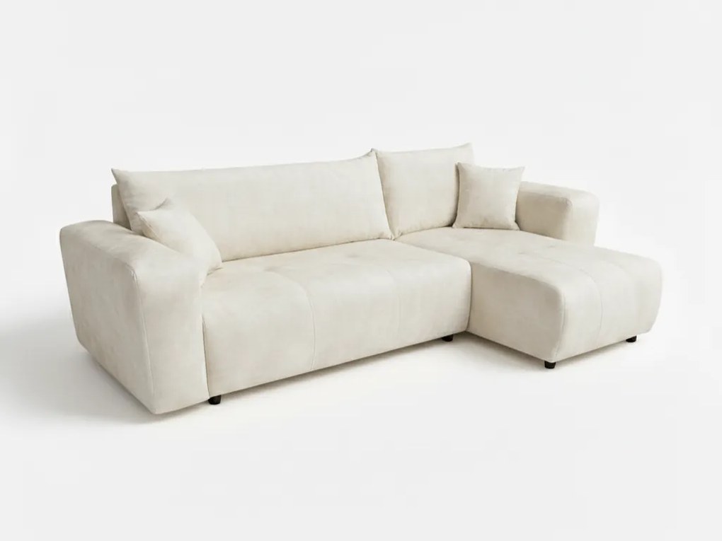 AKCIA Krémová rozkladacia rohová pohovka SORELA, obojstranná + 2 vankúšiky zadarmo II. akosť