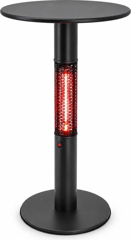 Vyhrievaný barový stôl s infražiaričom, výška 1130 mm, 1500 W, Ø 600 mm, čierny