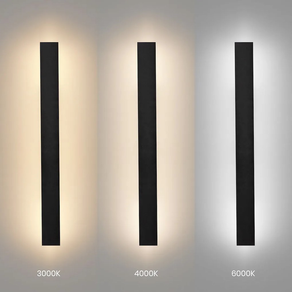 Exteriérové nástenné LED svietidlo Wow, 1x LED 11w, 3CCT, čierna, (60 cm)