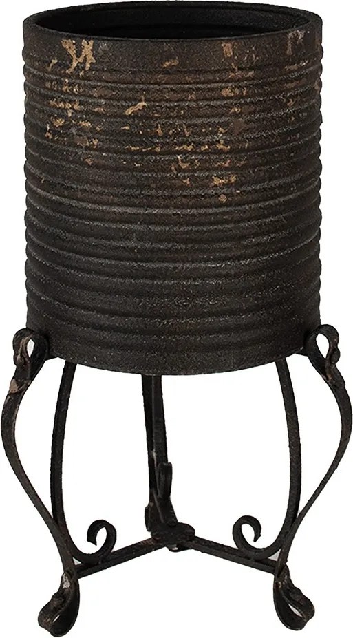 Čierny antik kovový stojan na rastliny Planio - Ø 29*53 cm
