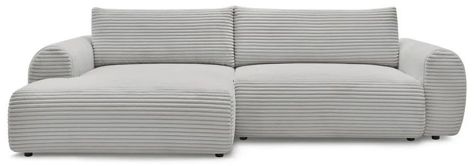 Svetlosivá menčestrová rozkladacia rohová pohovka (ľavý roh) Lucien – Bobochic Paris