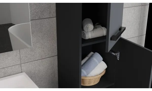 Kúpeľňová skrinka s umývadlom KATE + zrkadlová skrinka + nástenná skrinka, antracit