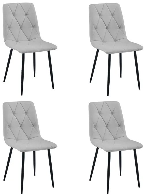 Set štyroch jedálenských stoličiek LIBRA svetlosivé / čierne nohy (4 ks)
